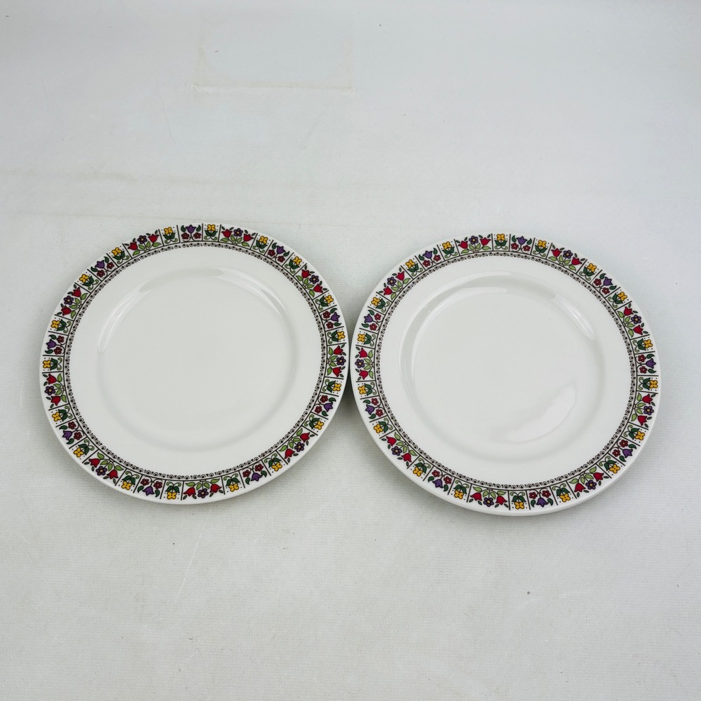 Royal Doulton Fireglow 6.5" Bread Appetizer Plate‎ Set of 2 Floral Discontinued